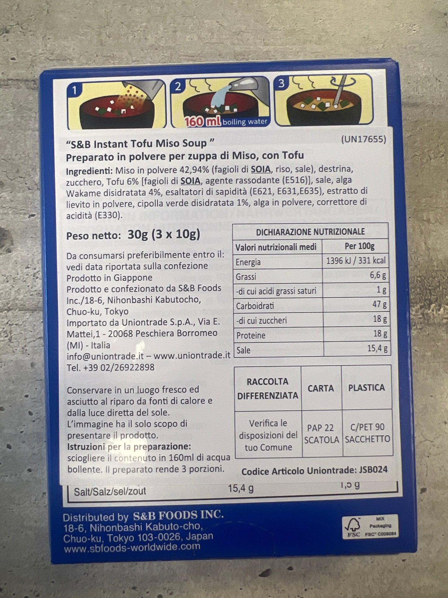 S&B - Zuppa di Miso con TOFU 30g