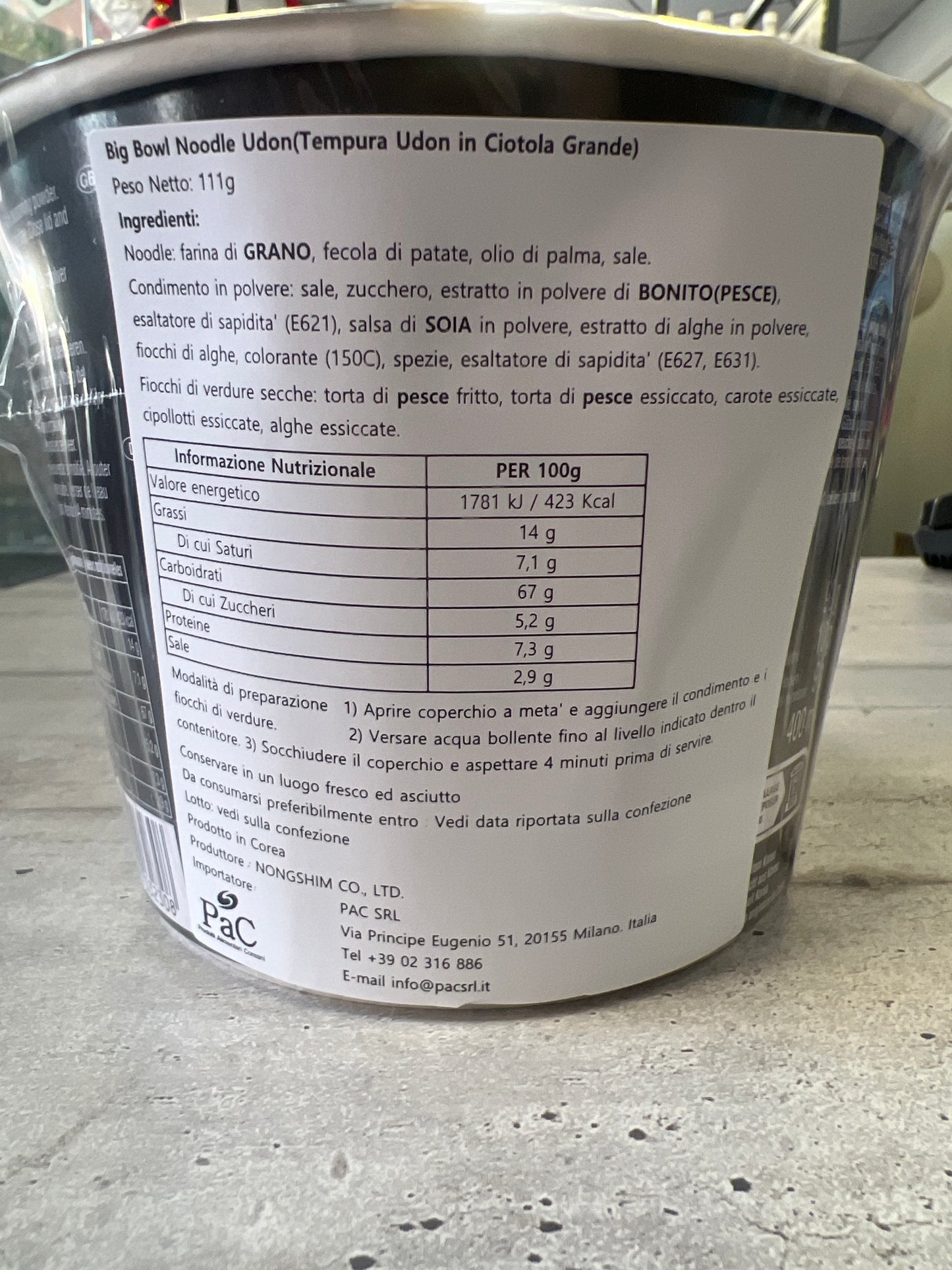 Nongshim - Zuppa di Udon alla Tempura BOWL 111g (CON BRODO)