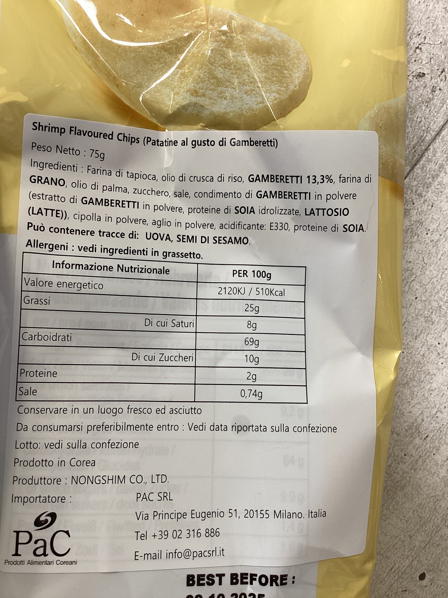 Nongshim - Chips al Gusto di Gamberi 75g