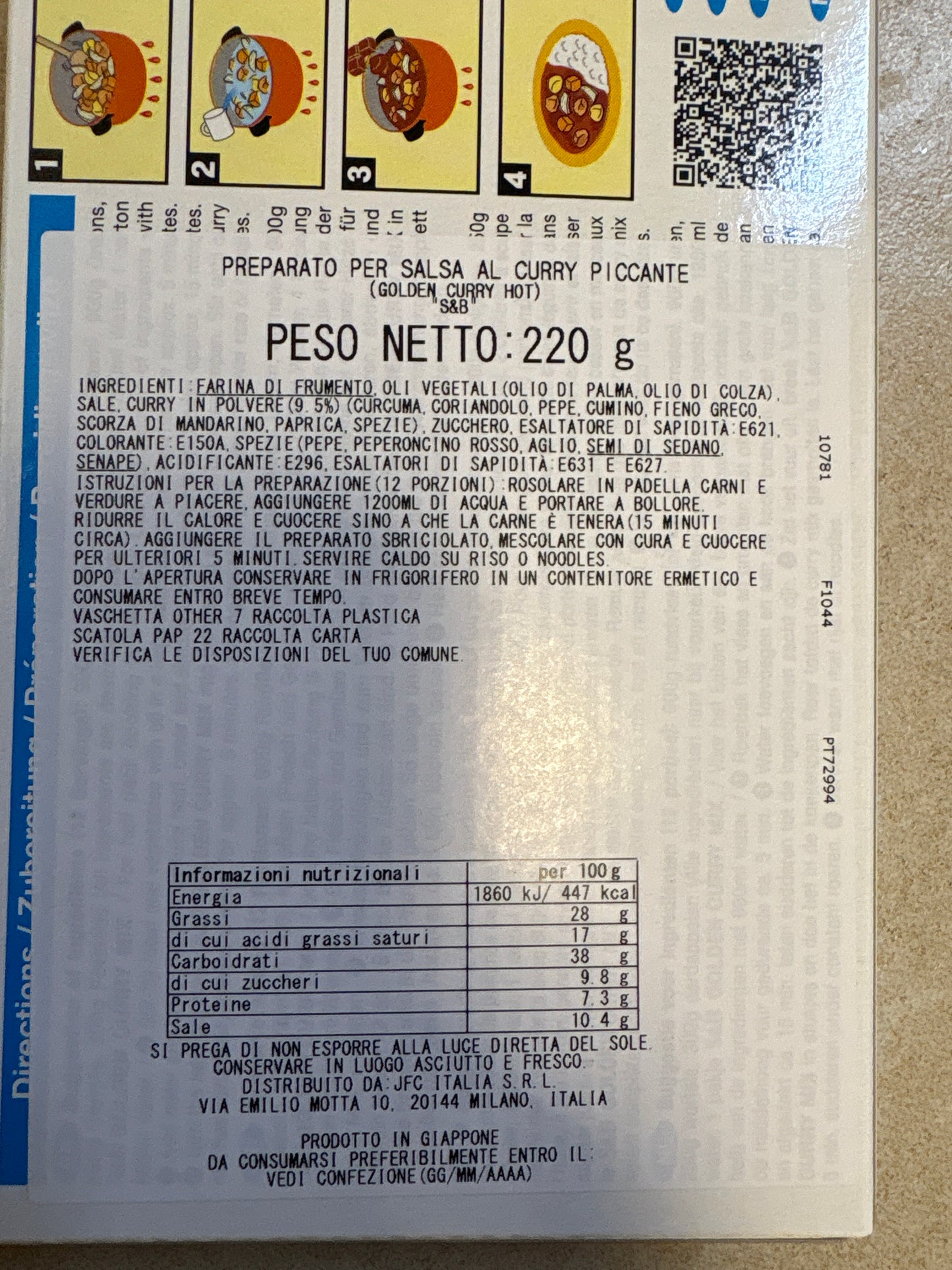 S&B - Golden Curry piccante 220g