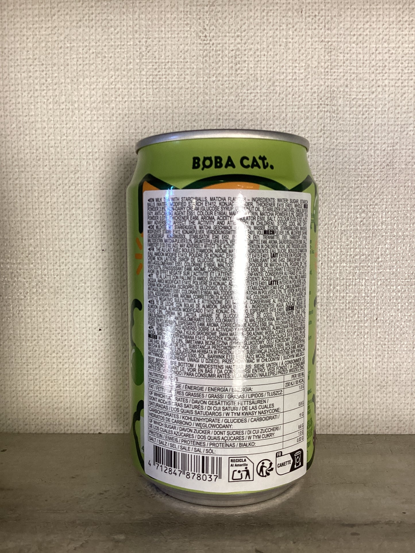 Boba Cat - Boba Tea al matcha con tapioca 315ml