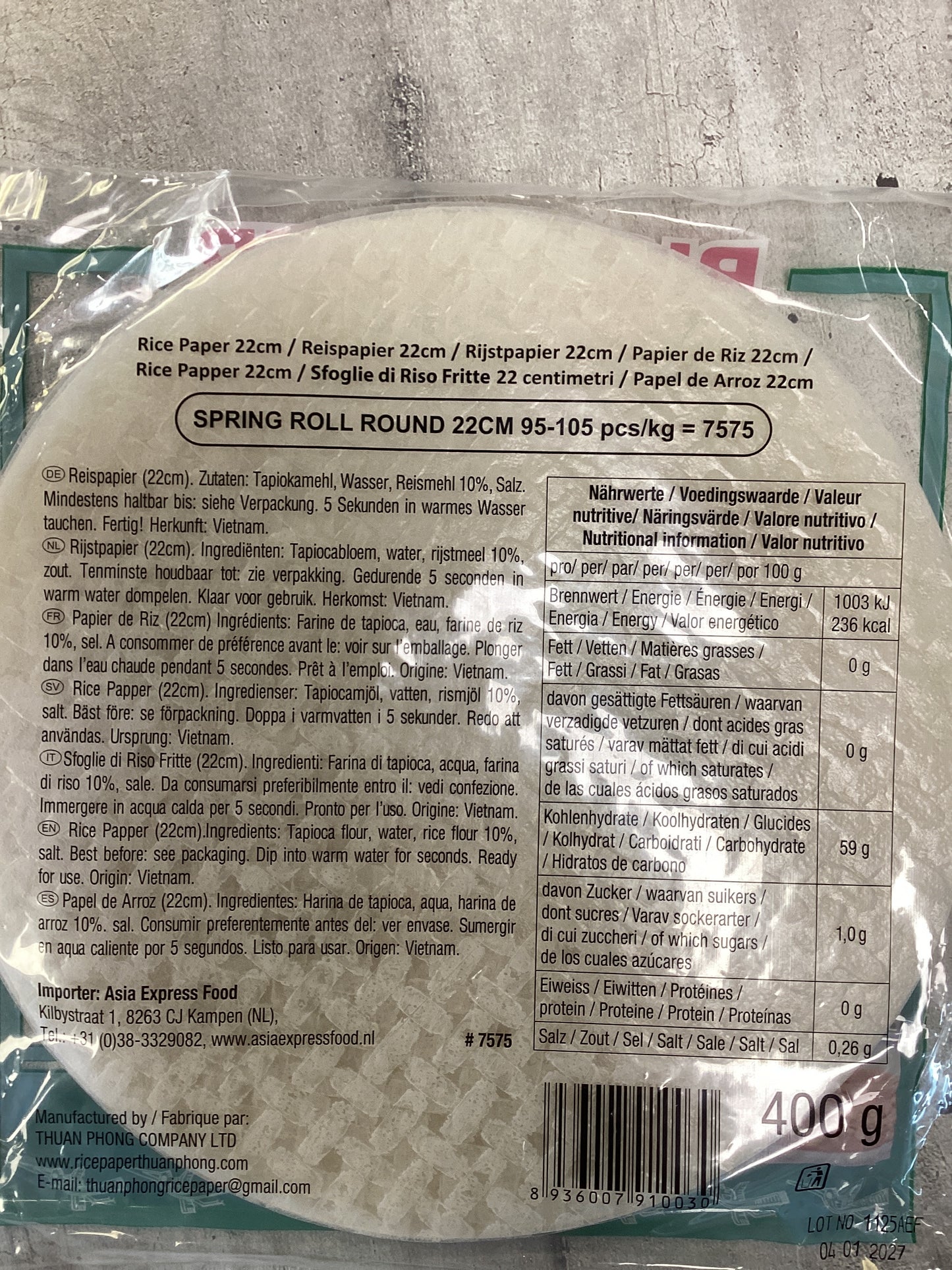 NBH - Carta di Riso per Involtini Vietnamiti - 400g