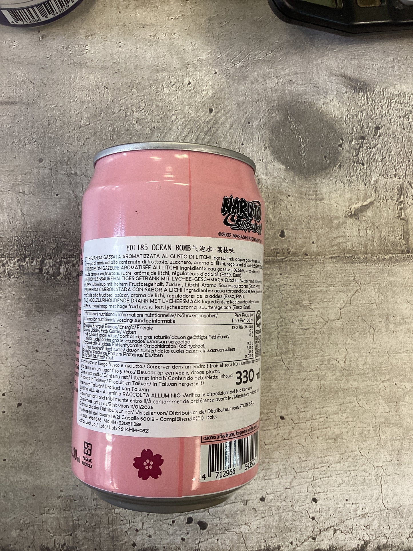 Oceanbomb - Bevanda Naruto frizzante ai lychee (Sakura) 330ml