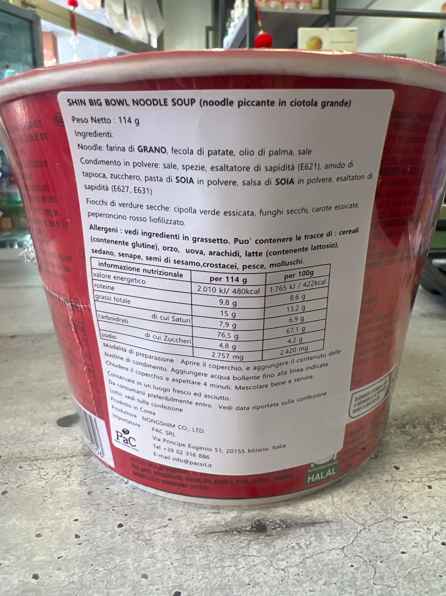 Nongshim - Ramen Shin alle Verdure Piccanti BOWL 114g (CON BRODO)