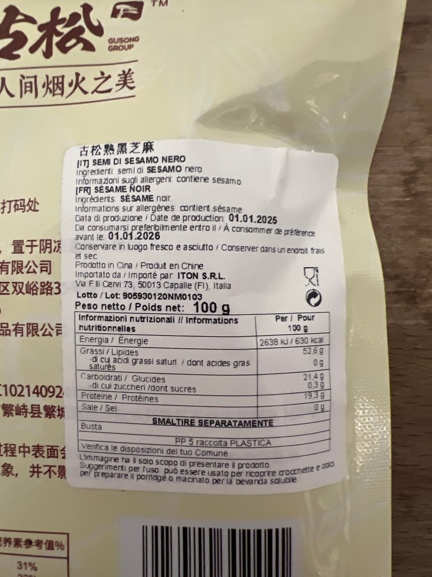 Gusong Group - Semi di sesamo neri 100g