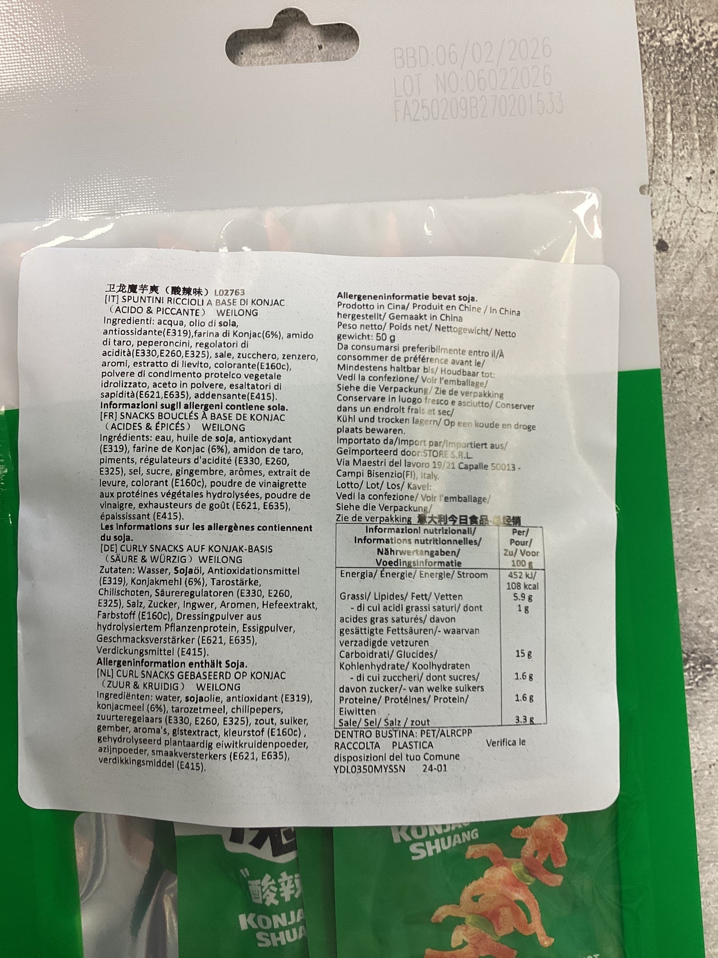 Weilong - Konjac agropiccante 50g