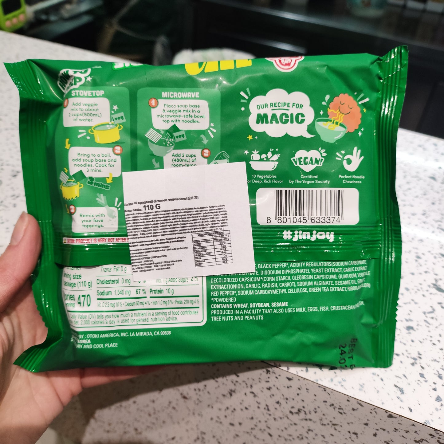 Ottogi - Jin Ramen alle Verdure veggie 110g (CON BRODO)