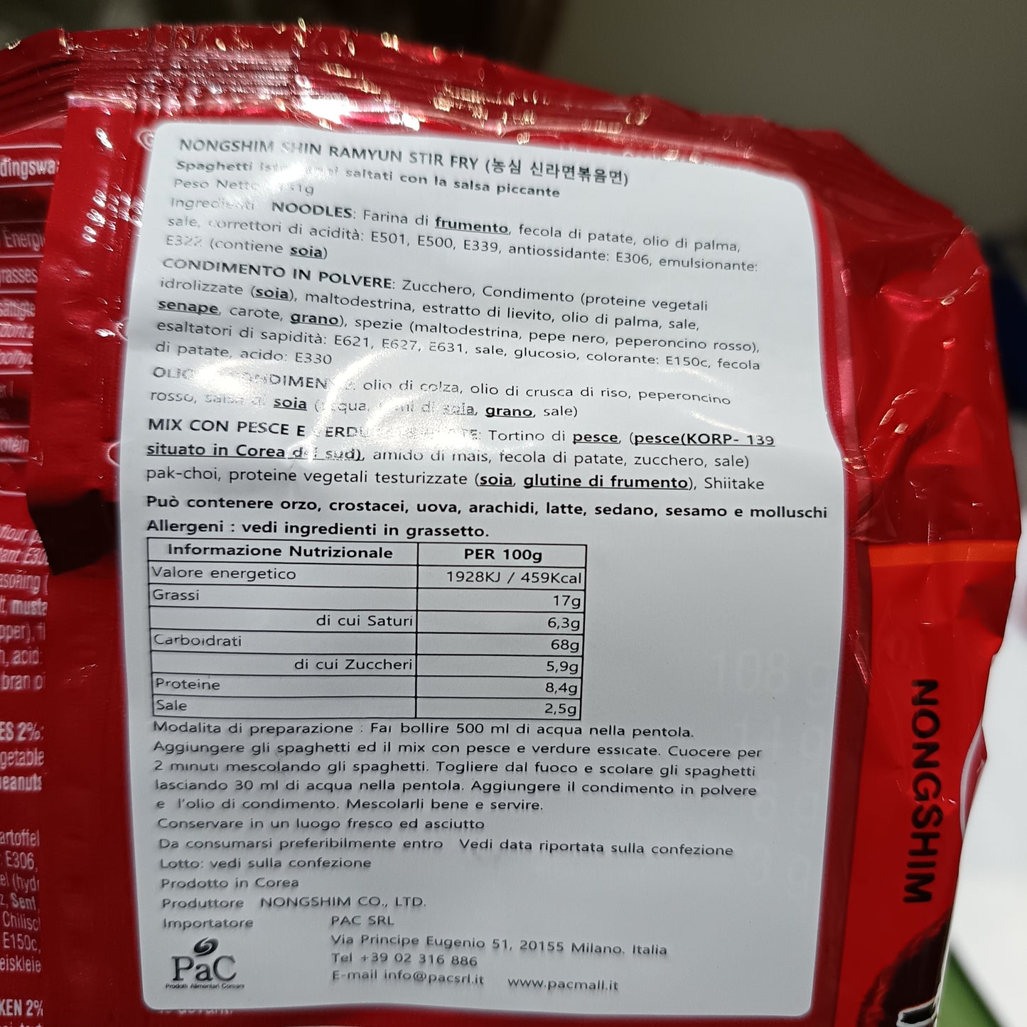 Nongshim - Ramen Shin saltato alle Verdure Piccanti 131g