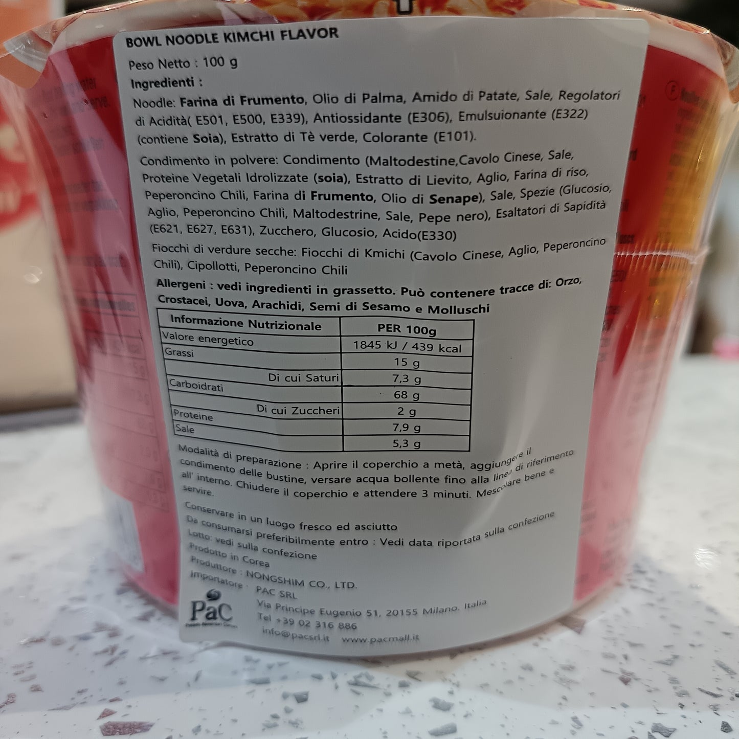 Nongshim - Ramen al Kimchi BOWL 100g (CON BRODO)