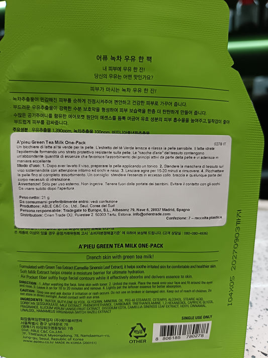 A’pieu - Maschera al Green Tea 21g