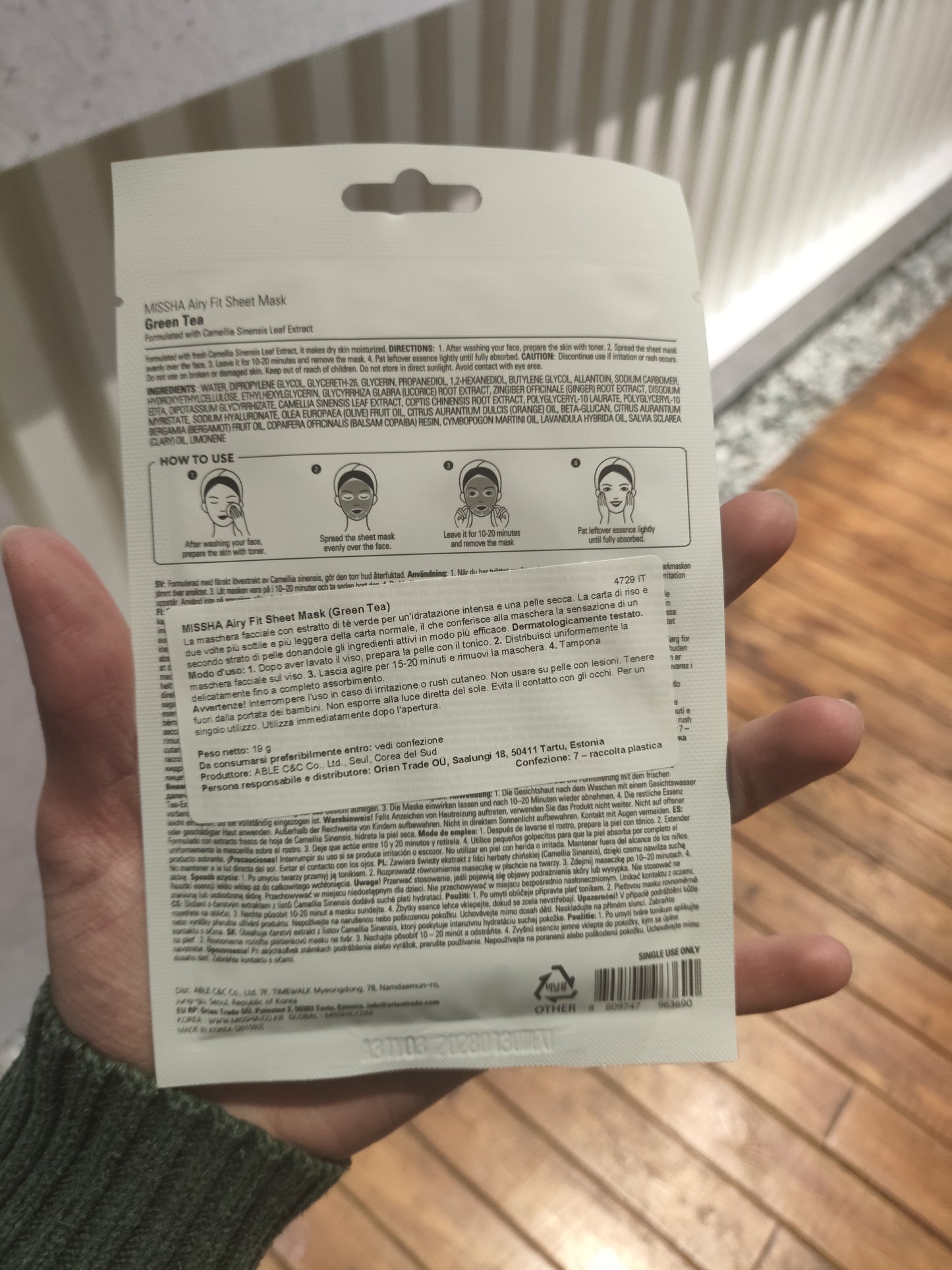 MISSHA - maschera al green tea 19g