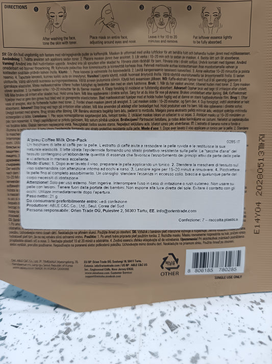 A’pieu - Maschera al Coffee Milk 21g