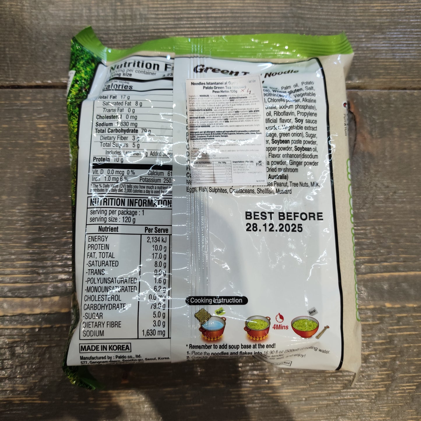 Paldo - Ramen di Tè Verde alle Verdure 120g (CON BRODO)