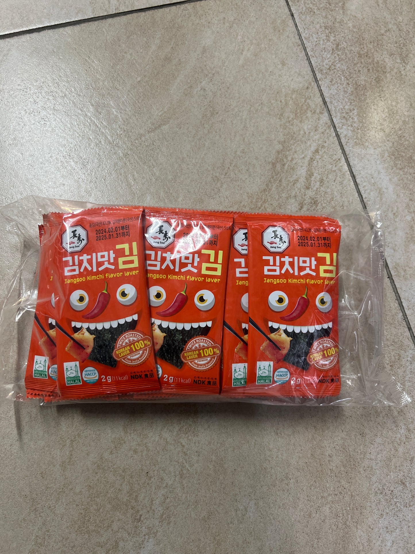 Jangsoo Snack alghe al kimchi un pacco da 28 pz