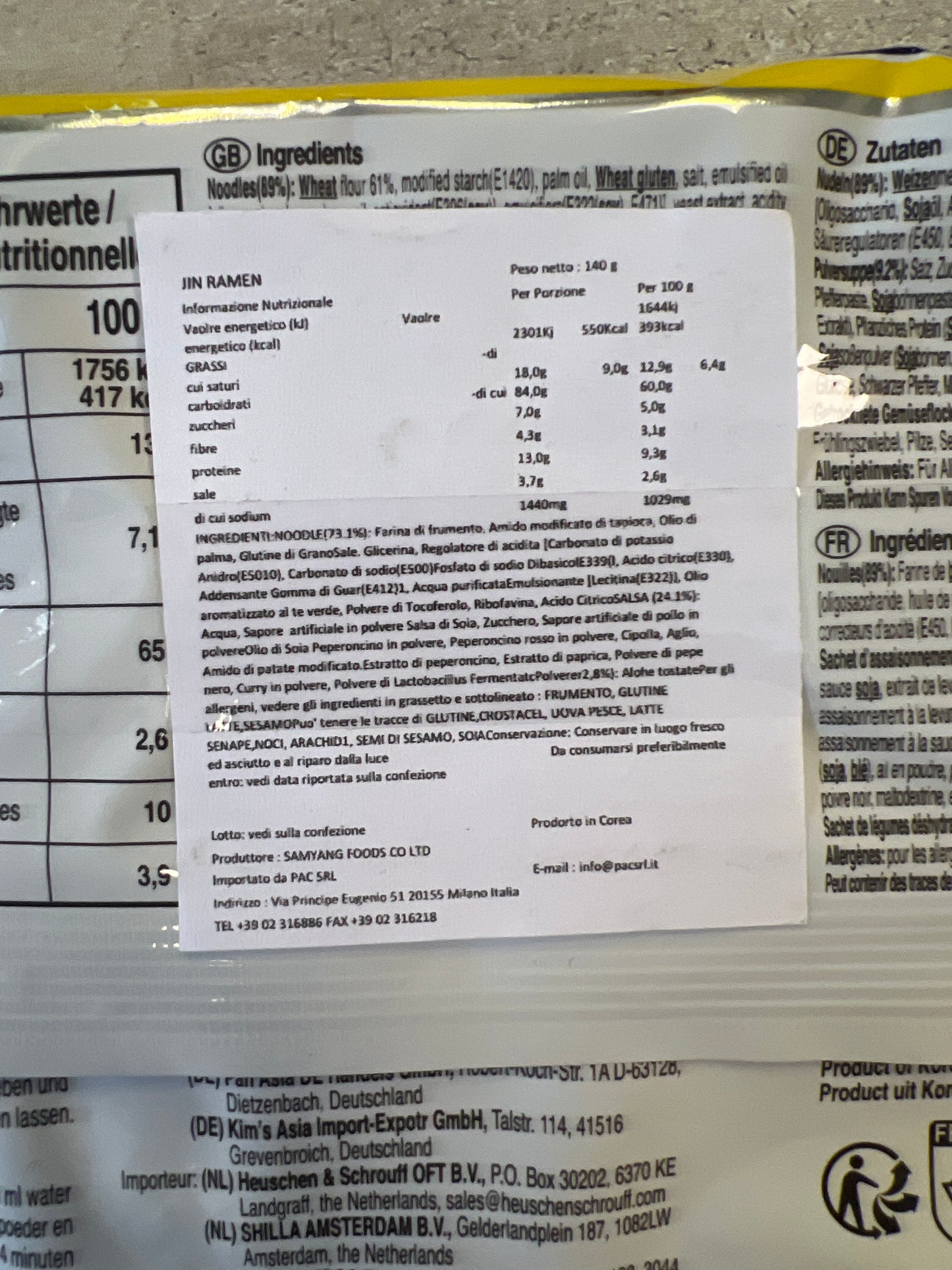 Ottogi - Jin Ramen Mild alle Verdure 120g (CON BRODO)