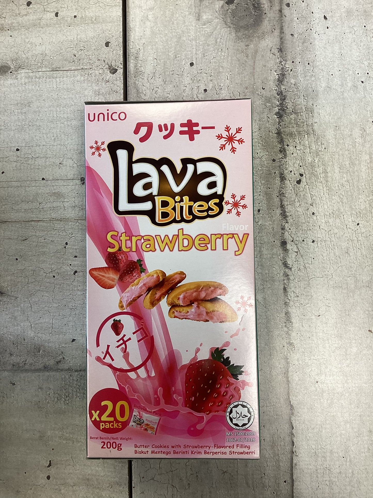 Unico Lava Bites Biscotti ripieni di fragola 20 pz