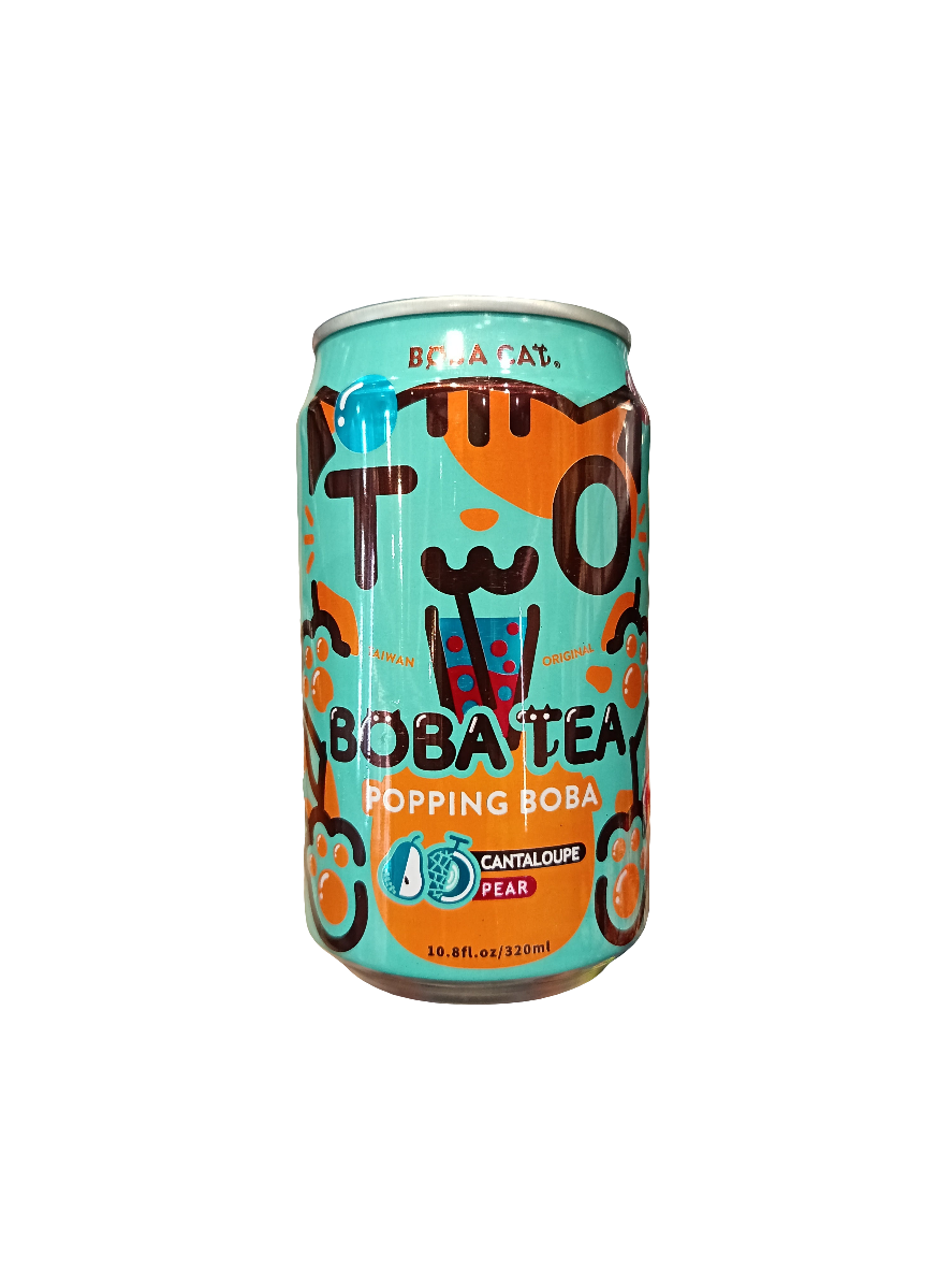 Boba Cat - Boba Tea alla pera e cantalupo con popping boba 320ml