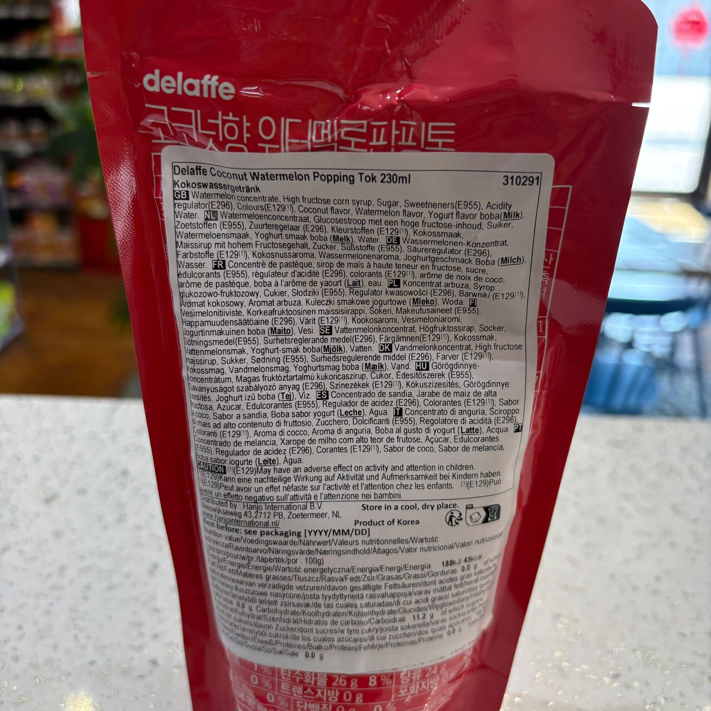 Delaffe-Bevanda all'anguria e cocco con popping yogurt 230ml