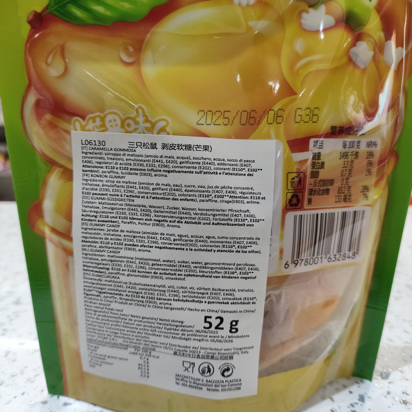 Three Squirrel - Caramelle Sbucciabili al Mango 52g