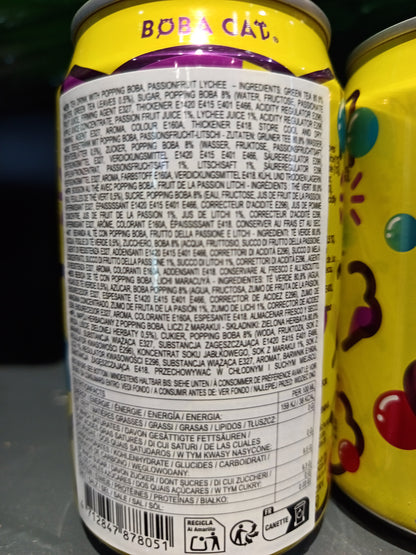 Boba Cat - Boba Tea al passion fruit e litchi 315ml