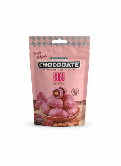 AE - Datteri con Mandorle ricoperti di Cioccolato Ruby 90g