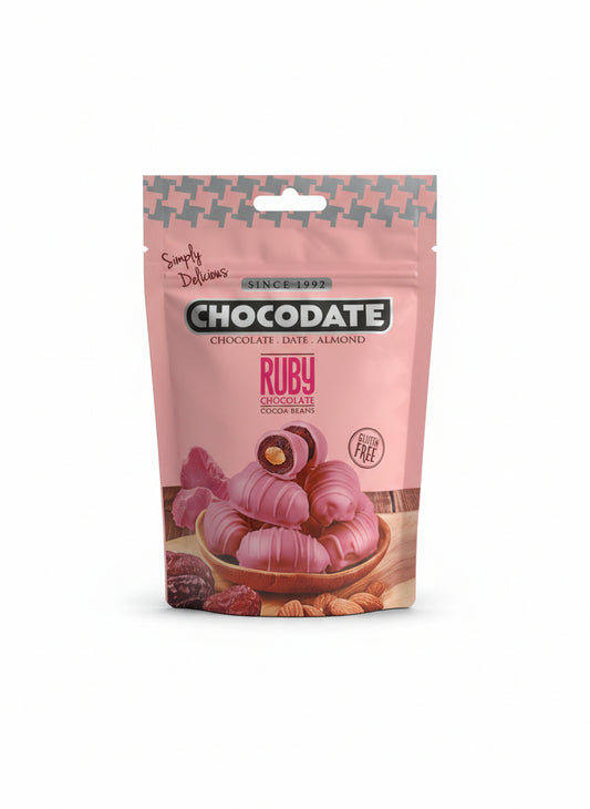 AE - Datteri con Mandorle ricoperti di Cioccolato Ruby 90g