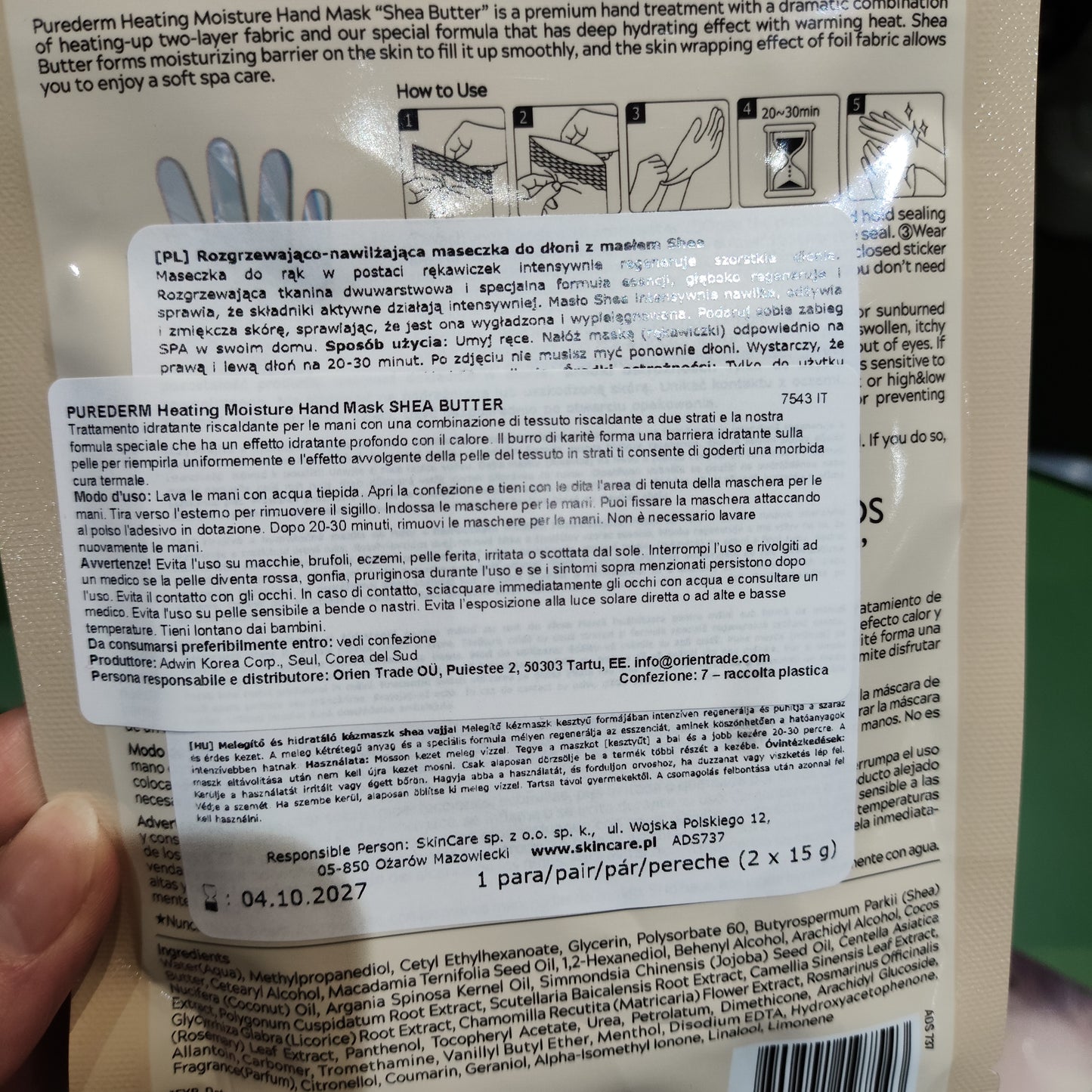 Purederm - Maschera riscaldante per le Mani 1pz